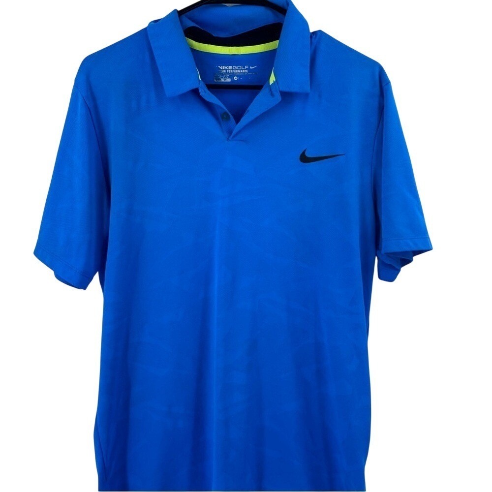 Nike Tour Performance Blue and Black Polo Shirt with Classic Design
